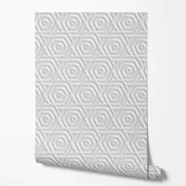 tapeta-na-sciane-efekt-3d-biale-ksztalty-roza-ecru-tlo-do-biura-salonu