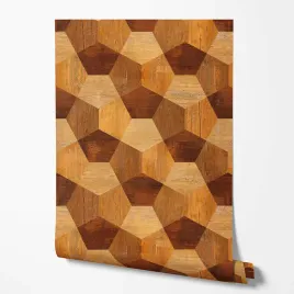 tapeta-na-sciane-drewniane-pieciokaty-wielokolorowe-do-sypialni-biura