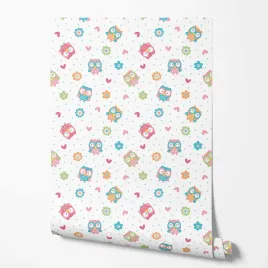 tapeta-na-sciane-sowy-serduszka-kropki-biale-tlo-do-pokoju-dziecka