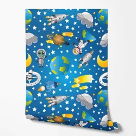 tapeta-na-sciane-kosmos-rakiety-kosmici-gwiazdy-do-pokoju-dziecka