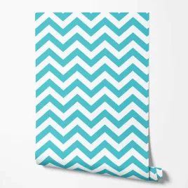 tapeta-na-sciane-turkusowe-biale-zygzaki-do-pokoju-nastolatka