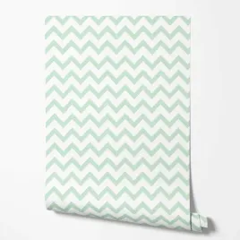 tapeta-na-sciane-mietowe-biale-zygzaki-do-pokoju-nastolatka-sypialni