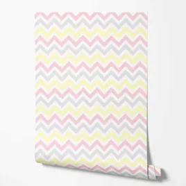tapeta-na-sciane-rozowe-zolte-szare-biale-zygzaki-do-pokoju-nastolatka