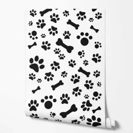 tapeta-na-sciane-lapki-kosci-czarno-biale-do-pokoju-dziecka