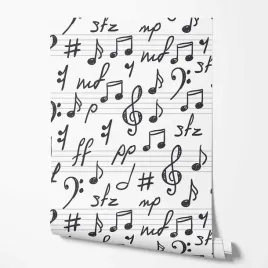 tapeta-na-sciane-czarno-biale-muzyka-nuty-pieciolinia-do-salonu-sypialni
