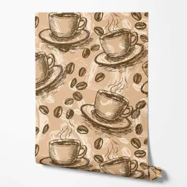 tapeta-na-sciane-motyw-kawowy-filizanki-ziarna-kawy-do-jadalni-kuchni