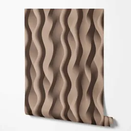 tapeta-na-sciane-efekt-3d-brazowe-linie-faliste-styl-do-kuchni-jadalni