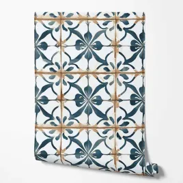 tapeta-na-sciane-imitacja-kafelki-ornamenty-niebieskie-biale-do-kuchni