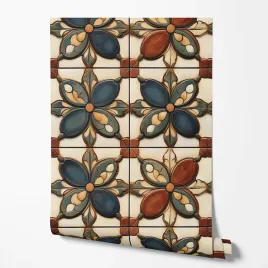 tapeta-na-sciane-imitacja-kafelki-ornamenty-platki-do-przedpokoju-kuchni