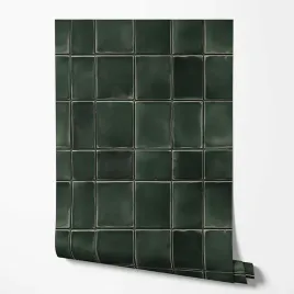 tapeta-na-sciane-imitacja-kafelki-geometria-prostokaty-zielone-do-kuchni