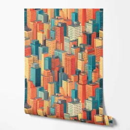 tapeta-na-sciane-miasto-wiezowce-wielokolorowy-do-pokoju-dziecka