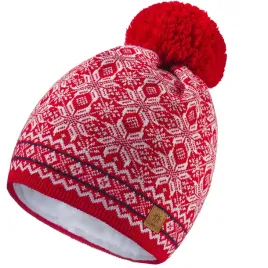 zimowa-czapka-z-pomponem-skandynawska-czerwona