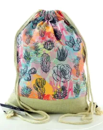 duzy-worek-plecak-torba-bag-tkanina-kaktusy-kwiaty