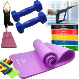 mata-gimnastyczna-do-jogi-fitness-15cm-190x63cm-tasmy-gumy-2x-hantla-1kg