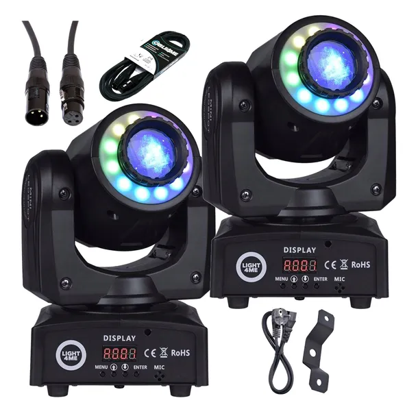 GŁOWICA RUCHOMA 2x LED DMX REFLEKTOR 12 DIOD + KABEL DMX 2M ZESTAW