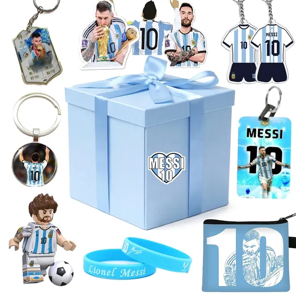 ZESTAW KIBICA LEO MESSI ARGENTYNA PREZENTOWY 11 EL. KLOCKI KOSZULKA