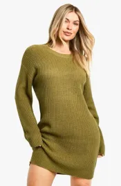 khaki-sukienka-sweterkowa-mini-boohoo-s