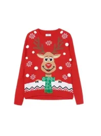 czerwony-damski-swiateczny-sweter-z-reniferem-cropp-m