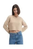 bezowy-krotki-sweter-cropp-l