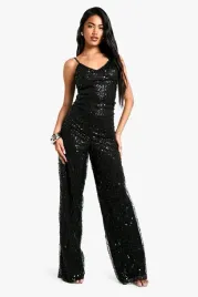 czarny-kombinezon-cekinowy-boohoo-xl