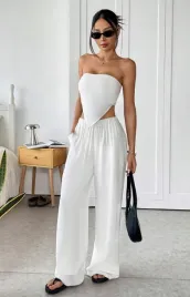 bialy-komplet-spodnie-i-top-shein-m