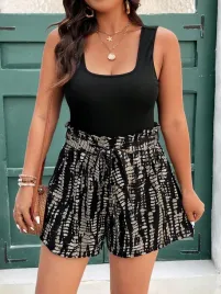 czarny-komplet-koszulka-i-spodenki-z-paskiem-shein-xxl