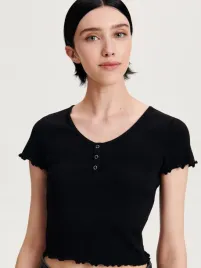 czarny-prazkowany-krotki-top-z-krotkim-rekawem-reserved-xs