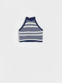 niebieski-dzianinowy-top-z-wiazaniem-na-szyi-reserved-xs