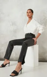 czarne-woskowane-spodnie-missguided-xs