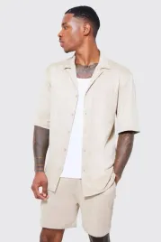 bezowa-koszula-z-krotkim-rekawem-boohooman-m