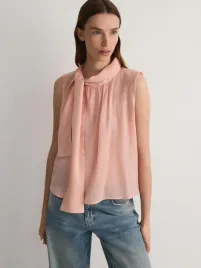 rozowa-bluzka-z-wiazanym-szalem-reserved-xs