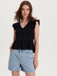 czarna-koszulka-z-falbanami-reserved-xs