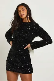 czarna-sukienka-mini-z-cekinami-i-kokarda-na-plecach-boohoo-xxl