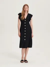 czarna-lniana-sukienka-z-guzikami-midi-reserved-xs