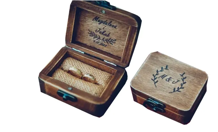 Pudełko na Obrączki - Boho, Rustykalny, Grawer