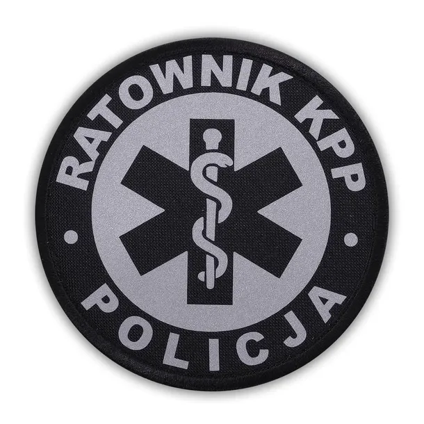Emblemat odblaskowy RATOWNIK KPP POLICJA na rzepie 8,5 cm
