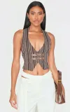 brazowy-top-w-paski-prettylittlething-m