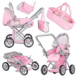 wozek-dla-lalek-3w1-pink-flower-spacerowka-gondola-nosidelko-akcesoria