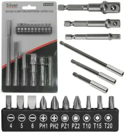 silver-przedluzki-adaptery-bit-1-4-do-wiertarek-redukcje-16-sztuk-s11222
