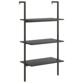 regal-drabina-z-3-polkami-czarny-64x35x1205-cm
