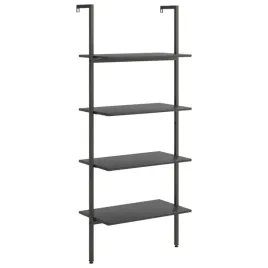 regal-drabina-z-4-polkami-czarny-64x35x1525-cm
