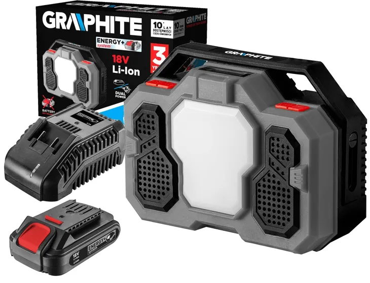 graphite-radio-budowlane-bluetooth-led-18v-2ah-stan-nowy-waga-z-opakowaniem-1-5-kg