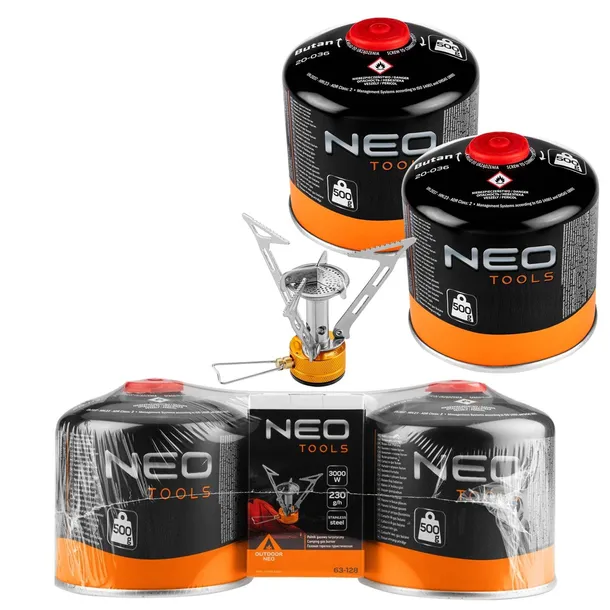 NEO TOOLS PALNIK GAZOWY TURYSTYCZNY KUCHENKA 3000W +2 NABOJE Z GAZEM 20-036