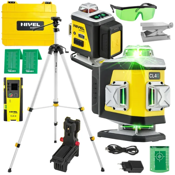 NIVEL SYSTEM LASER KRZYŻOWY 4D ZIELONY CL4G WALIZKA +STATYW SJJM1EX CLS4
