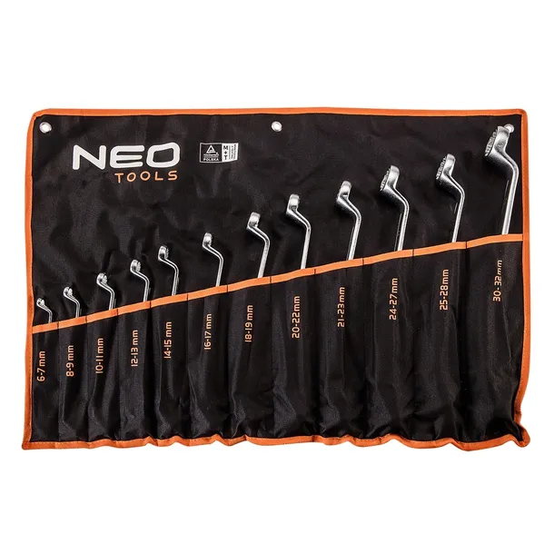 NEO TOOLS Klucze oczkowe odgięte 6-32 mm etui 12el. 09-952 ZESTAW