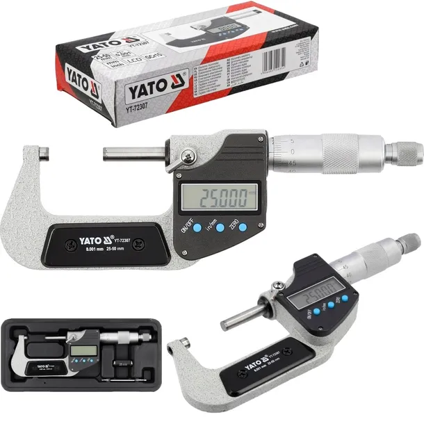 YATO MIKROMIERZ CYFROWY MIKROMETR ELEKTRONICZNY ZEWNĘTRZNY 25-50mm/0.001mm