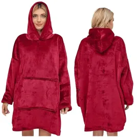 kocobluza-czerwona-bluza-koc-oversize-gruba-z-kapturem-cieply-szlafrok