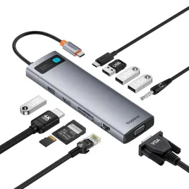 11w1-hub-adapter-usb-c-do-usb-c-pd-4x-usb-hdmi-vga-aux-rj45-sd-tf-szary