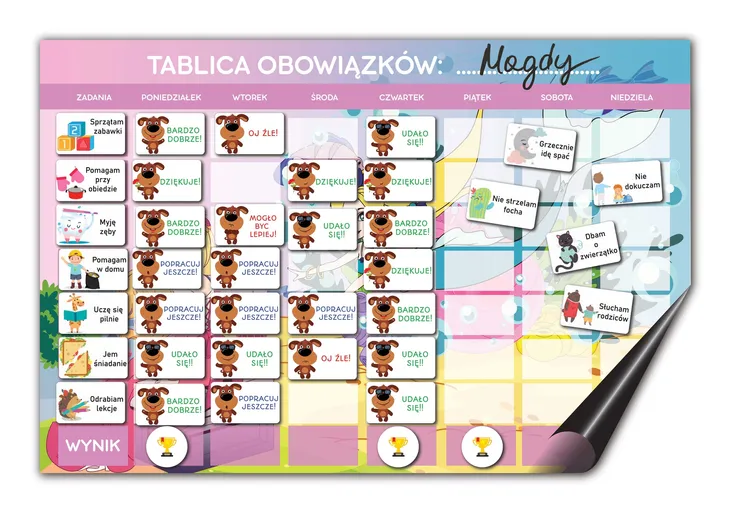 Motywacyjna tablica magnetyczna na lodówkę, tablica obowiązków SYRENKA