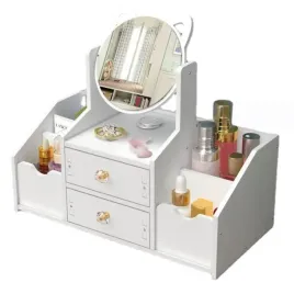 biala-toaletka-kosmetyczna-z-lusterkiem-do-makijazu-maly-regal-na-kosmetyki